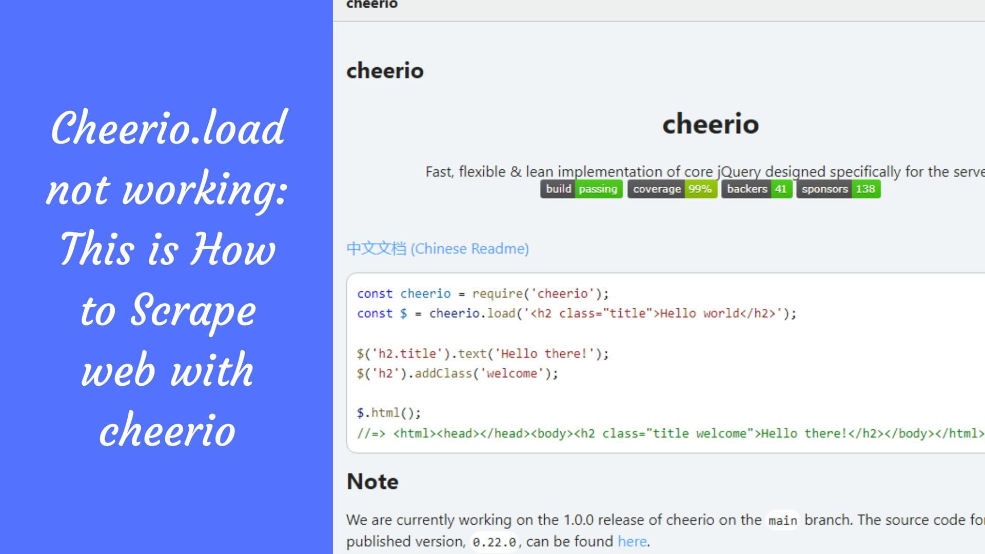 Cheerio.load not working: This is How to Scrape web with cheerio